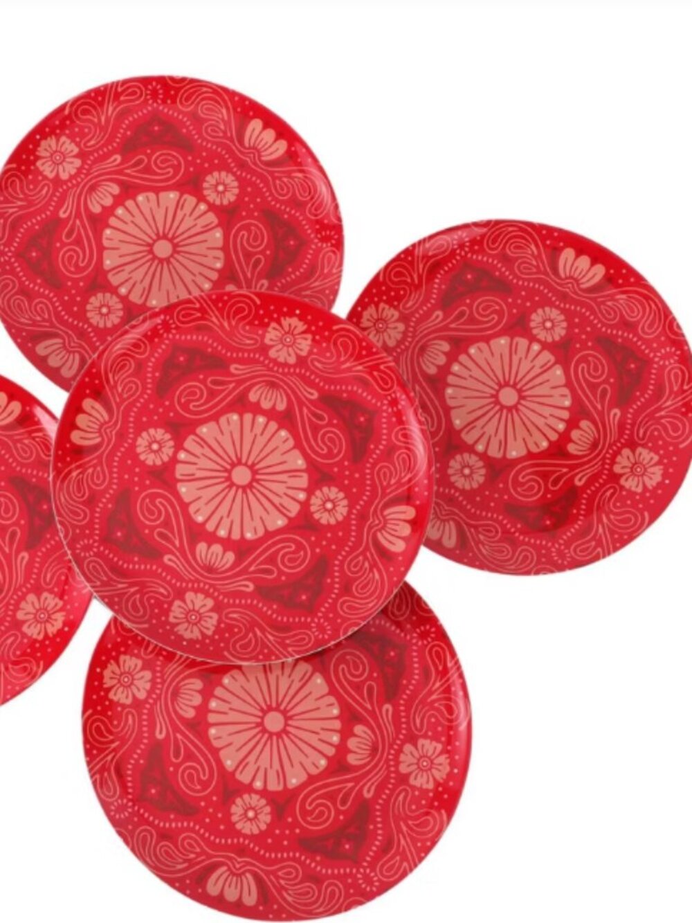 CWC Plaid Serving Plates in Red 8"x8"-6 Count